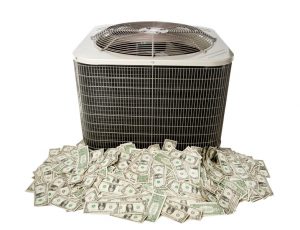 air conditioning unit on pile of cash