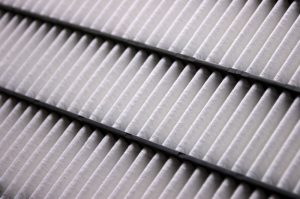 Close-up of the elements of a clean air filter; dynamic shot using diagonal lines.